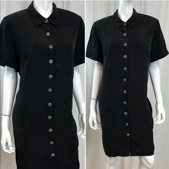 silk button down shirt dress